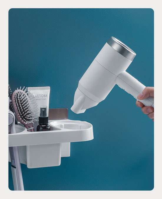 Hands Free Hair Dryer Holder Storage Box Curling Iron Shelf