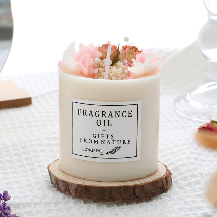 Romantic Candle Set with Dried Flower Arrangement