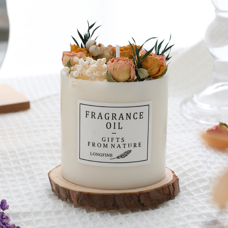 Decorative Romantic Candles with Dried Flowers